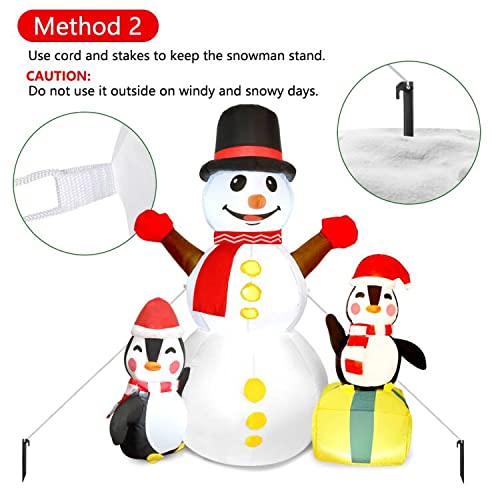 Qiaipo 6 FT Height Christmas Outdoor Decorations Christmas Inflatables Snowman and Penguins with Bright Built-in Led Lights Christmas Blow up Decor Indoor Outdoor Yard Garden - Random Scarf Color