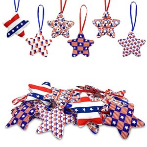 deloky 30pcs memorial day tree decorations 4th of july ornaments for tree 2.7x5.3 inch memorial day ornaments 4th of july tree decorations patriotic american flag star tree ornaments (s)
