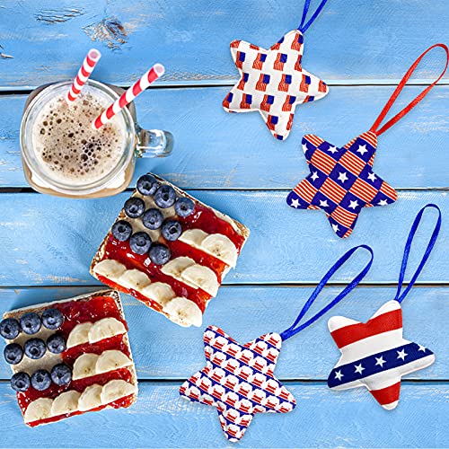 Deloky 30Pcs Memorial Day Tree Decorations 4th of July Ornaments for Tree 2.7x5.3 Inch Memorial Day Ornaments 4th of July Tree Decorations Patriotic American Flag Star Tree Ornaments (S)