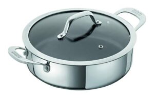 kuhn rikon allround oven-safe induction non-stick serving pan with glass lid, 28 cm, stainless steel, silver
