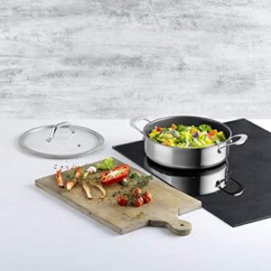 KUHN RIKON Allround Oven-Safe Induction Non-Stick Serving Pan with Glass Lid, 28 cm, Stainless Steel, Silver