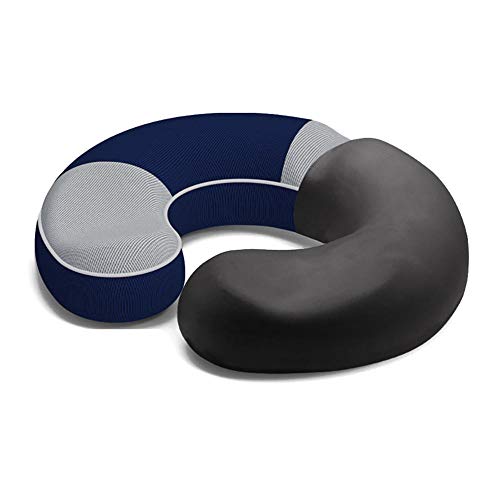 Seat Cushion for Office Chair Gaming Chair Wheelchair-Ergonomic Desk Chair Cushion Pillows for Pain Relief-Comfort Memory Foam Coccyx Pad for Sitting-Washable Cover-Woman-Navy Blue & Light Gray-B