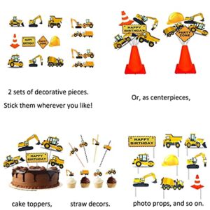 Construction Birthday Party Supplies 2 Years Old Construction Truck Birthday Party Supplies for Boys 2nd Birthday Decorations Toddler Birthday Party with Dump Truck Balloon and Concrete Mixer Balloon (second birthday)