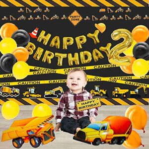 Construction Birthday Party Supplies 2 Years Old Construction Truck Birthday Party Supplies for Boys 2nd Birthday Decorations Toddler Birthday Party with Dump Truck Balloon and Concrete Mixer Balloon (second birthday)