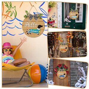 16 Pcs Interchangeable Dog Wooden Door Hanger Ornaments Rustic Dachshund Seasonal Home Sign Replaceable Hanging Vertical Welcome Sign Front Door Porch Decor for Wall Outdoor Christmas Fall Decoration