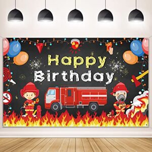 firetruck birthday party supplies decorations firetruck theme backdrop background banner for boys girls birthday party favor fireman firefighter red firetruck kids party photo booth cake table decor