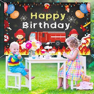 Firetruck Birthday Party Supplies Decorations Firetruck Theme Backdrop Background Banner for Boys Girls Birthday Party Favor Fireman Firefighter Red Firetruck Kids Party Photo Booth Cake Table Decor