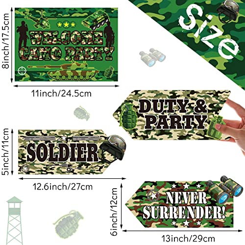 20 Pieces Camo Party Signs Camoflauge Birthday Decorations Camo Signs Camo Birthday Sign Camoflauge Birthday Party Supplies for Kids Boys Military Themed Outdoor Indoor Decor, 10 Styles