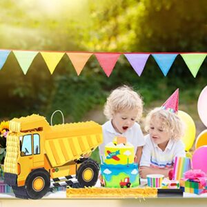 Construction Dump Truck Pinata Bundle Construction Pinata with Blindfold and Bat Construction Party Supplies Tractor Excavator Pinatas for Boy Kids Construction Birthday Party Decorations (Dump Truck)