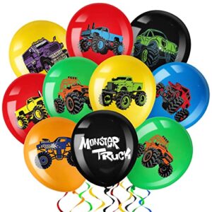 36 pcs truck balloons party decorations 12 inch colorful truck theme latex balloon bouquet for kids girls boys baby shower wedding birthday party supplies (classic)