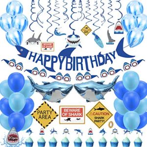 shark birthday party decorations,73 pcs shark theme birthday party supplies for kids,boys include shark balloons,shark birthday banner,shark cake topper for ocean theme birthday party