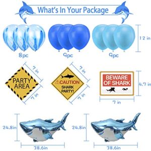 Shark Birthday Party Decorations,73 pcs Shark Theme Birthday Party Supplies for Kids,Boys Include Shark Balloons,Shark Birthday Banner,Shark Cake Topper for Ocean Theme Birthday Party