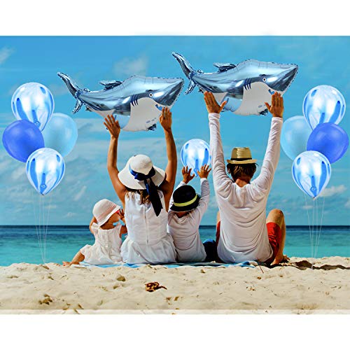 Shark Birthday Party Decorations,73 pcs Shark Theme Birthday Party Supplies for Kids,Boys Include Shark Balloons,Shark Birthday Banner,Shark Cake Topper for Ocean Theme Birthday Party