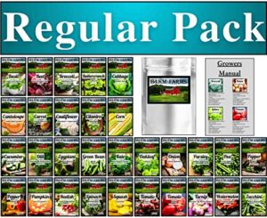 30 vegetable & fruit seeds for planting your outdoor & indoor home seed garden, survival gear kit includes 5900 seeds, a growing guide & mylar package gardening heirloom non-gmo veggie seed b&km farms