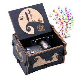 coracik music box the nightmare before christmas laser engraved wooden hand-cranked musical box for halloween christmas - plays this is halloween