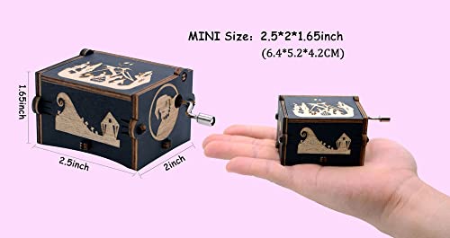 CORACIK Music Box The Nightmare Before Christmas Laser Engraved Wooden Hand-cranked Musical Box for Halloween Christmas - Plays This is Halloween