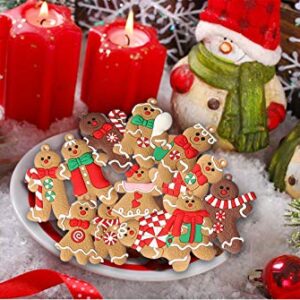 12pcs Gingerbread Man Ornaments for Christmas Tree Assorted Plastic Gingerbread Figurines Ornaments for Christmas Tree Hanging Decorations 3 Inch Tall