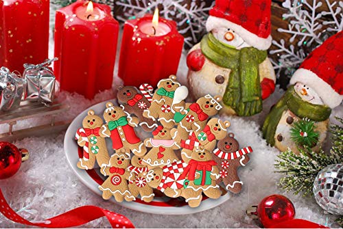 12pcs Gingerbread Man Ornaments for Christmas Tree Assorted Plastic Gingerbread Figurines Ornaments for Christmas Tree Hanging Decorations 3 Inch Tall