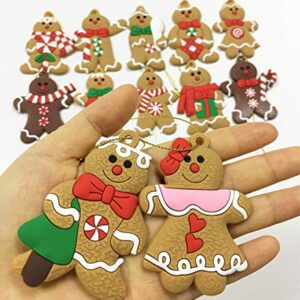 12pcs Gingerbread Man Ornaments for Christmas Tree Assorted Plastic Gingerbread Figurines Ornaments for Christmas Tree Hanging Decorations 3 Inch Tall