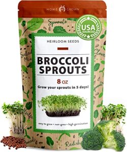 broccoli seeds for sprouting or microgreens - high germination sprout seeds | heirloom & non-gmo | nutritious micro greens seeds - broccoli sprouts in 5 days - sulforaphane rich