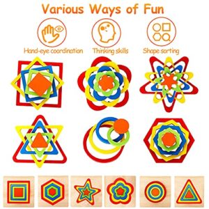 Toddler Puzzles Wooden Toys Montessori Shape Sorting Puzzle Sensory Toys Toddlers Activities Preschool Learning Early Educational Travel Autistic Montessori Toys 1 2 3 Year Old Age 1-3