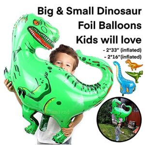 Emuya Dinosaur Party Decorations, Dinosaur Birthday Party Supplies for Boys Girls, Dino Party Decorations with Jurassic Park Themed, PDF Downloads, Godzilla T Rex Balloons, ROAR for Kids first, 2, 3, 4 year old (SILVER)