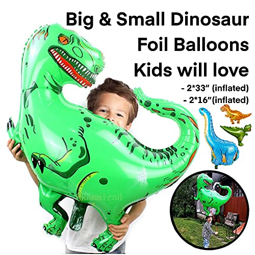 Emuya Dinosaur Party Decorations, Dinosaur Birthday Party Supplies for Boys Girls, Dino Party Decorations with Jurassic Park Themed, PDF Downloads, Godzilla T Rex Balloons, ROAR for Kids first, 2, 3, 4 year old (SILVER)