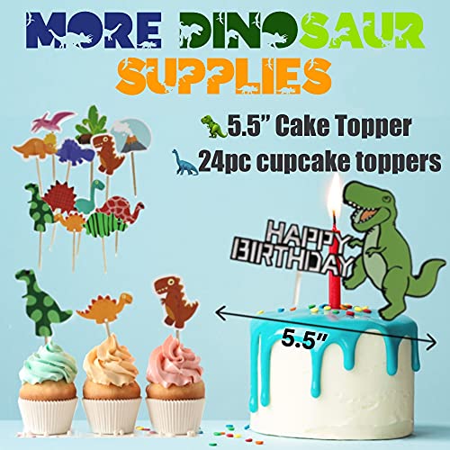 Emuya Dinosaur Party Decorations, Dinosaur Birthday Party Supplies for Boys Girls, Dino Party Decorations with Jurassic Park Themed, PDF Downloads, Godzilla T Rex Balloons, ROAR for Kids first, 2, 3, 4 year old (SILVER)