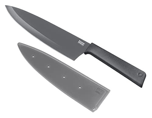 KUHN RIKON Colori+ Non-Stick Chef's Knife with Safety Sheath, 30 cm, Grey