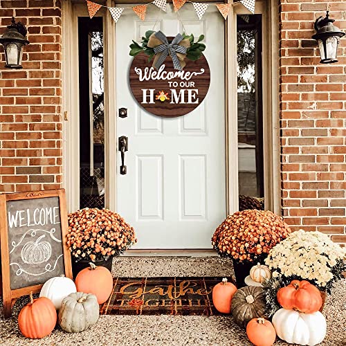 Welcome Sign for Front Door Interchangeable Sign for Fall Decor Farmhouse Decor with 21 pairs of Interchangeable Seasonal Holiday Icons,Suitable for Valentine's St. Patrick's Easter Halloween Thanksgiving Christmas New Year,Fun DIY Wood Reversible Door Si