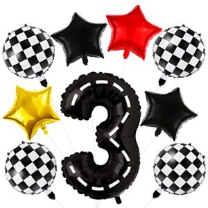 40inch race car balloons race car theme birthday party supplies racing number 3 balloon checkered star balloons 3rd car party decorations for boys racing truck wheels party supplies favor