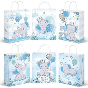 24 pack elephant gift bags baby shower treat bags birthday party favor bags candy goodie bags for new parents sprinkle birthday party boy girl baby shower kids animal theme supplies decor (blue)
