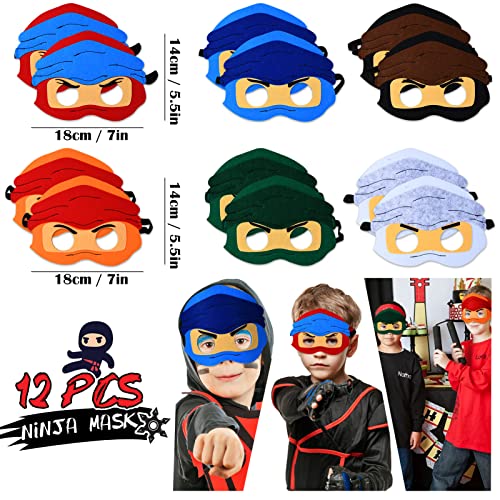 Golray 60Pcs Ninja Party Favors For Kids Birthday With Warrior Karate Party Favor Masks Sticky Hand Stretchy Flying Slingshot Wristband Keychains,Samurai Themed Party Supplies Decoration Boys