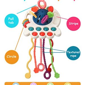 Montessori Toys for 1 Year Old, Baby Sensory Toys 6-12-18 Months, Octopus Silicone Pull String Learning Toys, Bath Travel Teething Toys for Toddlers 1-3, Christmas Birthday Gifts for Boys and Girls