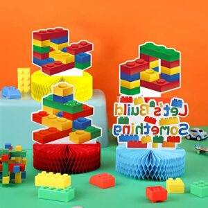 9 Pieces Building Block Birthday Party Supplies Building Block Honeycomb Centerpieces Boy Girl Birthday Party Decorations Brick Themed Table Centerpiece Classic Cake Topper Table Decor