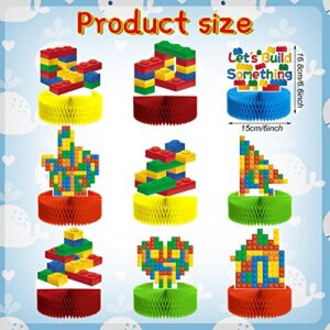 9 Pieces Building Block Birthday Party Supplies Building Block Honeycomb Centerpieces Boy Girl Birthday Party Decorations Brick Themed Table Centerpiece Classic Cake Topper Table Decor