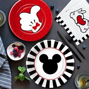 HIPVVILD Mickey Birthday Party Supplies For Boy, Mickey Theme Mouse Birthday Baby Shower Party Decorations Tableware, Plate, Napkin, Tablecloth, Fork, Mickey Theme Party Supplies Dinnerware | Serve 24