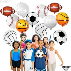 Big 12 Pieces, Mylar Sports Balloons - 18 Inch | Sports Themed Birthday Party Supplies | Soccer Baseball Golf Football Basketball Balloons | Sports Balloon Arch for Sports Birthday Party Decorations