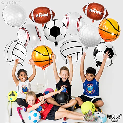 Big 12 Pieces, Mylar Sports Balloons - 18 Inch | Sports Themed Birthday Party Supplies | Soccer Baseball Golf Football Basketball Balloons | Sports Balloon Arch for Sports Birthday Party Decorations