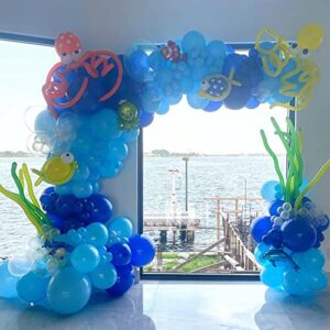 Ocean Theme Birthday Party Decorations Tiffany Blue Bobo Balloons Garland Kit with Shark Bubble Fish Clownfish Crab Octopus for Undersea Theme Boy Baby Shower Party Supplies