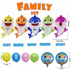 Empire Party Supply Baby Shark 2nd Birthday Decorations, Baby Shark Two Two Two, Shark Family Foil Balloons, Banner, Cake Topper, Blue Foil Curtains for Boy Girl Ocean Themed Party Supplies