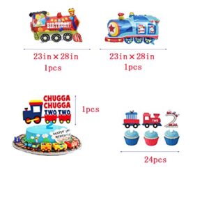 Train Cake Topper For 2nd Birthday,Train 2nd Birthday Decorations，Chugga Chugga Two Two Party Decorations，Train Birthday Party Supplies 2 years old，2nd Birthday Decorations For Boys Train。