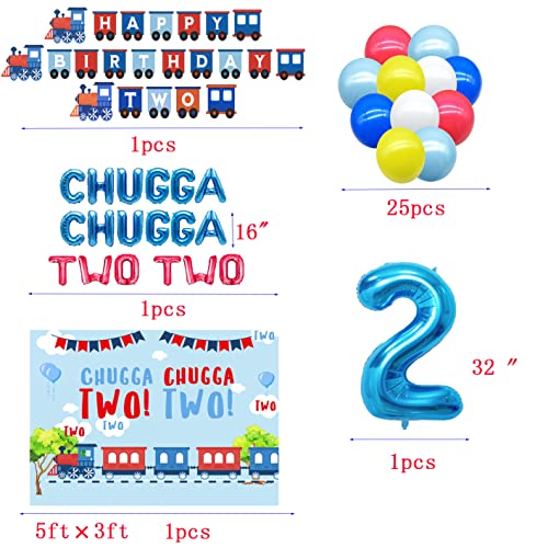 Train Cake Topper For 2nd Birthday,Train 2nd Birthday Decorations，Chugga Chugga Two Two Party Decorations，Train Birthday Party Supplies 2 years old，2nd Birthday Decorations For Boys Train。