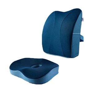 zhanghong memory foam seat cushion and lumbar back cushion combo - gel infused and ventilated - ergonomic design for coccyx and tailbone - for office chairs and car seats