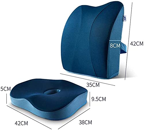 zhanghong Memory Foam Seat Cushion and Lumbar Back Cushion Combo - Gel Infused and Ventilated - Ergonomic Design for Coccyx and Tailbone - for Office Chairs and Car Seats