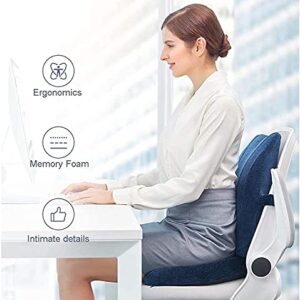 zhanghong Memory Foam Seat Cushion and Lumbar Back Cushion Combo - Gel Infused and Ventilated - Ergonomic Design for Coccyx and Tailbone - for Office Chairs and Car Seats