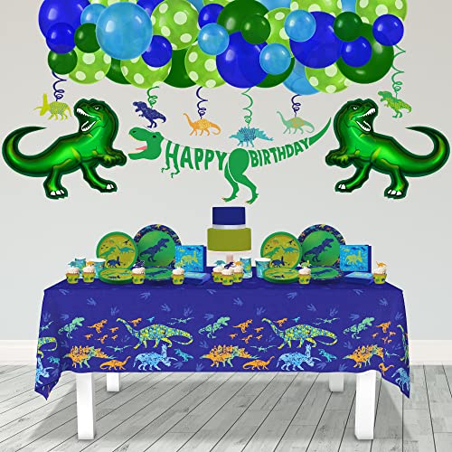 My Greca Dinosaur Birthday Party Supplies – (Serves 20) - TRex Theme Decorations Set - Plates, Cups, Napkins, Cupcake Toppers & Wrappers, Happy Birthday Banner, Table Cover, Balloon Garland Kit