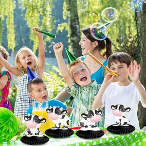 8 Pieces Cow Print Honeycomb Centerpieces Cow Theme Party Honeycomb Table Topper Cow Print Farm Animal Barn Party Supplies for Children's Party Western Cowboy Theme Kids Birthday Party Decorations