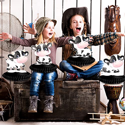 8 Pieces Cow Print Honeycomb Centerpieces Cow Theme Party Honeycomb Table Topper Cow Print Farm Animal Barn Party Supplies for Children's Party Western Cowboy Theme Kids Birthday Party Decorations