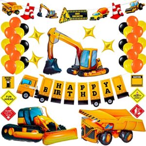 construction birthday party supplies set construction party decorations kits dump truck party pack for kids with dump truck balloon excavator balloon and bulldozer balloon for boys birthday party decorations